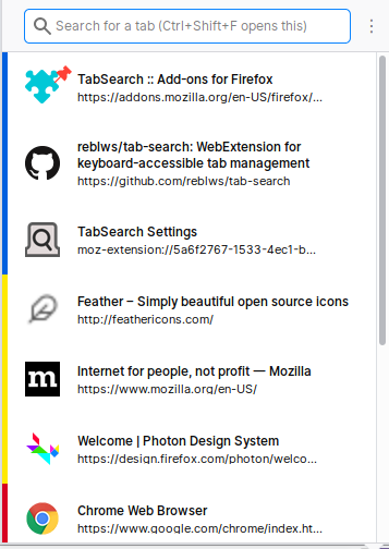 TabSearch&rsquo;s interface